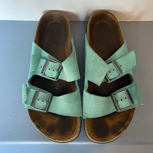Suede Teal Birkenstocks, size 38/7.5
